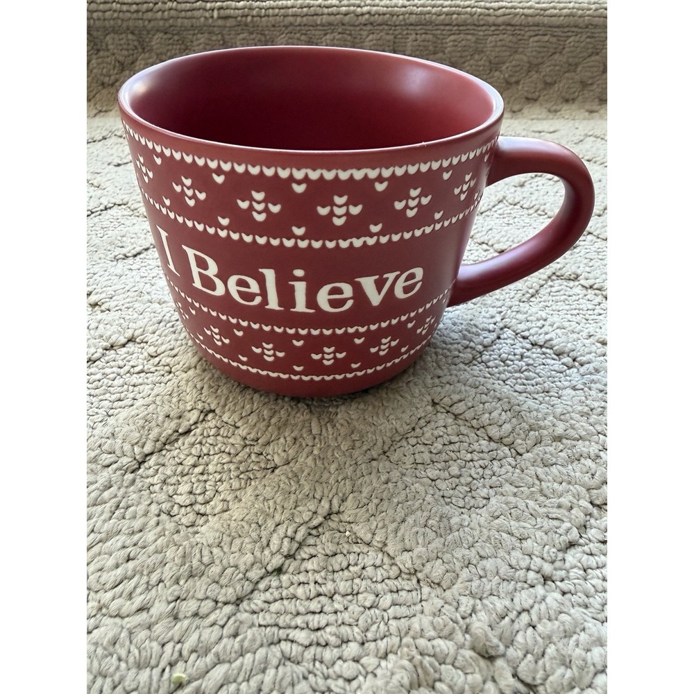 I BELIEVE COFFEE MUG. EMBOSSED I BELIEVE COFFEE MUG.  Threshold
